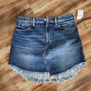 We The Free Blue Frayed Mini Skirt